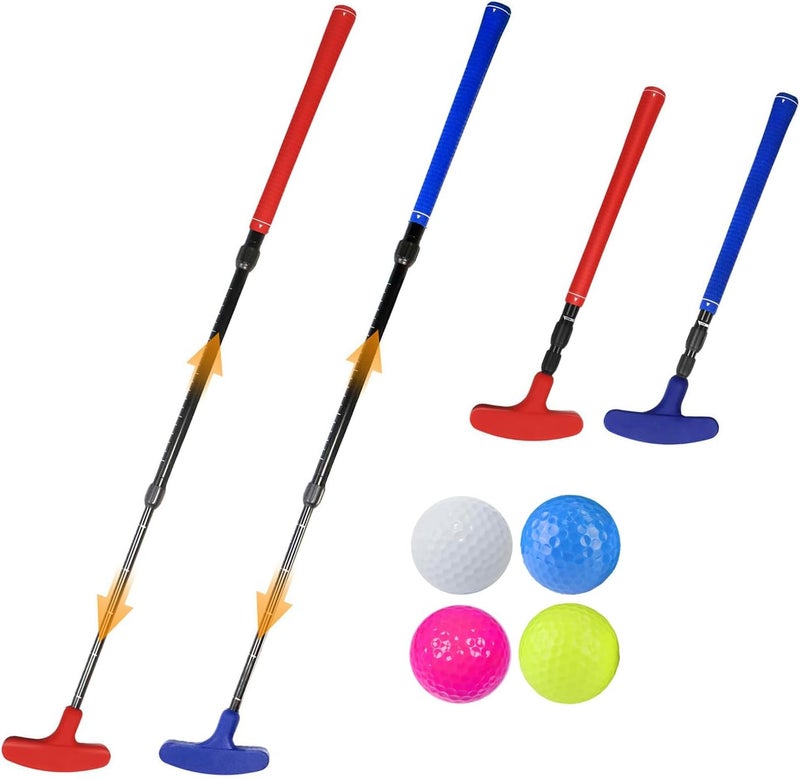SurChic Adjustable Golf Putter Set, Blue and Red, Heavy Duty TPR Head, 16-35 Inch Length, 2 Pack with 4 Balls, Left and Right Handed - Image 1